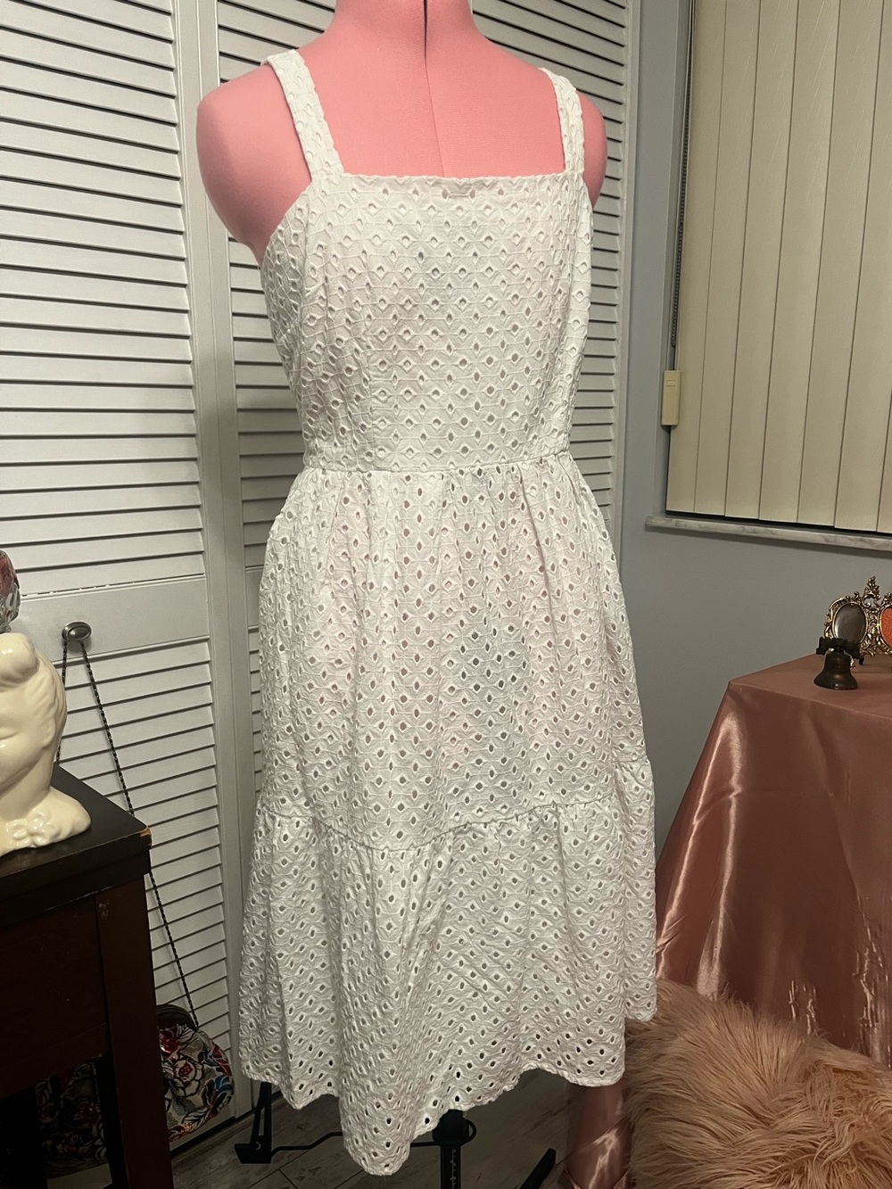 Vince Camuto White Eyelet Midi Sundress
